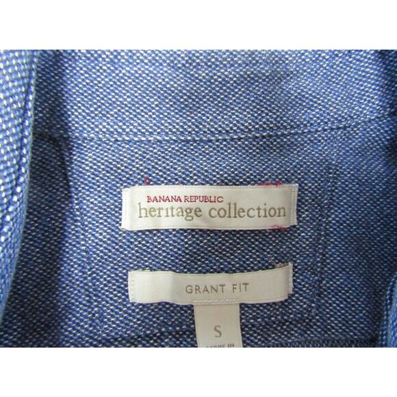 Banana Republic Grant Fit Blue Button Collar Shirt Men's size S Indie Nautical - Picture 3 of 9